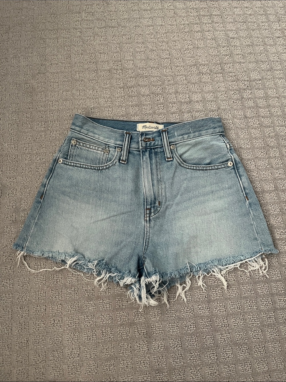 Madewell Light Blue Denim High-Rise Frayed Hem Shorts